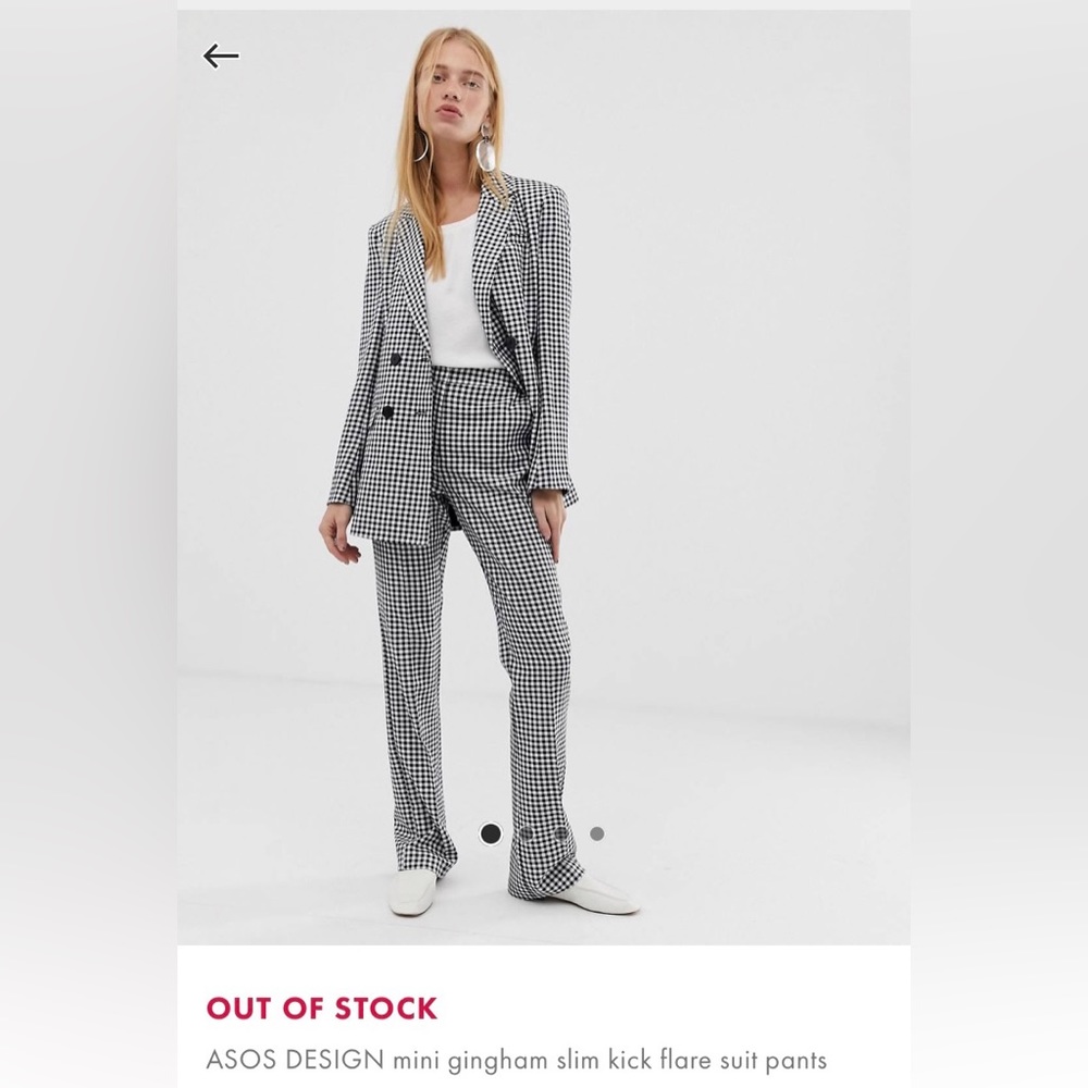 ASOS Black and White Gingham Suit Size 2